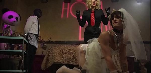 Busty domme anal fists man bride